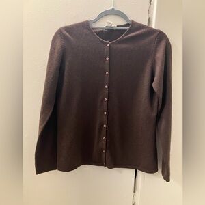 Wendy B Dark Brown 100% Cashmere Cardigan Sweater Womens Sz S